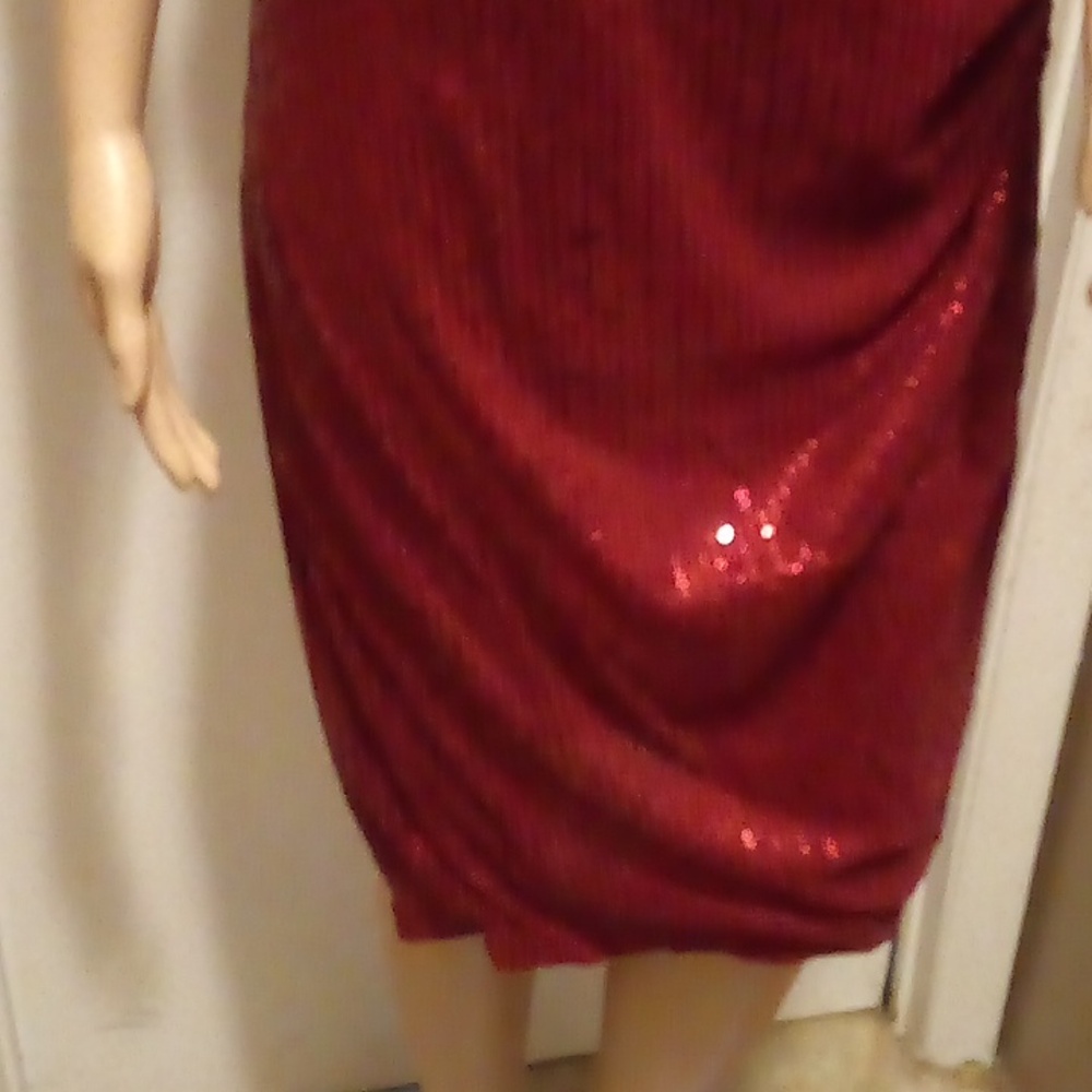 Grace Karen Red Wine Rusched Sequin Off Shoulder Cocktail Dress - Size 2XL - Picture 2 of 11